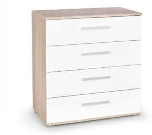 Comodă Cirveso 102, Stejar Sonoma, Alb lucios, PAL laminat, 82x77x40cm, 35.5 kg
