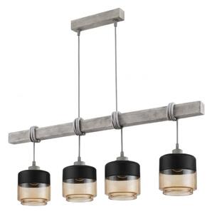 Brilagi - Lustru pe cablu WOOD GLASS 4xE27/60W/230V pin/gri/maro fumuriu