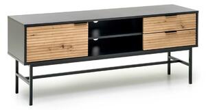 Comodă TV Mircavu 101, Stejar artizan, Negru, MDF, PAL laminat, 61x150x40cm, 33 kg