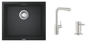 Set baterie bucătărie Grohe Essence 30270DC0, chiuvetă din granit Grohe K700 31653AP0, 40535DC0