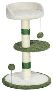 PawHut Ansamblu de joacă pentru pisici cu culcuș pentru pisici, 2 bile, platformă și stâlp din sisal, verde și alb | Aosom Romania