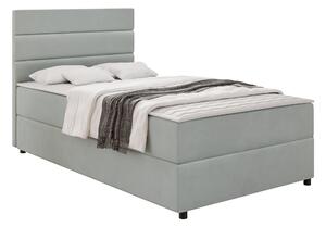 Pat boxspring DelphioSingle, Boxspring, Gri deschis, 90x200, Tapiterie, Somiera patSomiera pat, 9x21x11cm