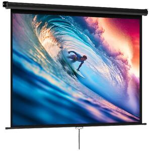 HOMCOM Ecran de Proiecție 84", Format 4:3, Unghi de 160° și Montare pe Tavan sau Perete, Negru | Aosom Romania