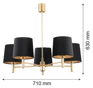 Brilagi - Lustră pe tijă MONTE 5xE27/15W/230V negru/auriu