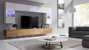 Mobilier living Brolani I (Stejar auriu + Alb + lucios Alb) . 1104536
