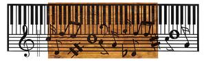 Decoratiune perete ARYA, negru/stejar, metal/lemn, 100x3x30 cm