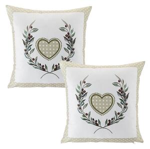 Set de 2 fețe pernuțe INIMĂ bej 40 x 40 cm