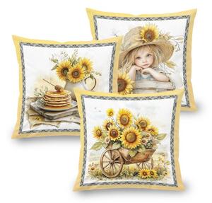 Set de 3 fețe pernuțe SUNFLOWERS 45 x 45 cm