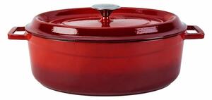 LAVA Metal Oală ovală din fontă roșie , 7 l,diametru 31 cm
