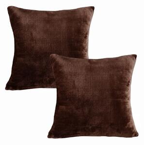 Set de 2 fețe pernuțe din micropluș de culoarea ciocolatei 40 x 40 cm