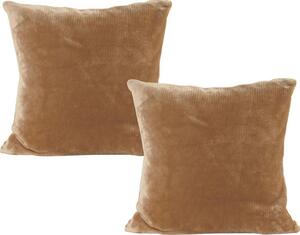Set de 2 fețe pernuțe din micropluș culoarea nucului 40 x 40 cm