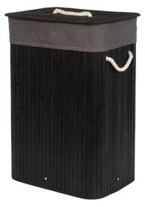Coș de rufe negru din bambus, 80 l