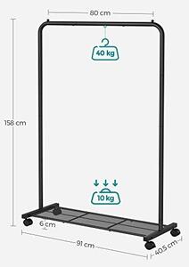Cuier stender, Songmics, Negru, 90.5x40.5x158 cm