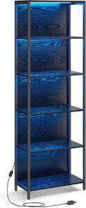 Biblioteca cu lumina LED Vasagle Negru 60x30.3x178 cm