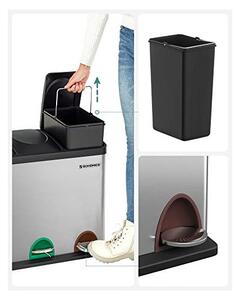 Cos de reciclare, Songmics, 3 x 15 L, Silver, LTB45L