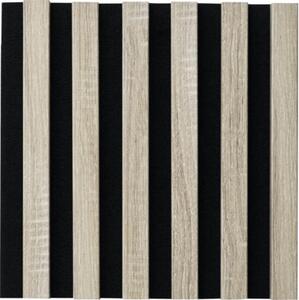 Panou lamele MDF suport pâslă negru/crem 30x30 cm