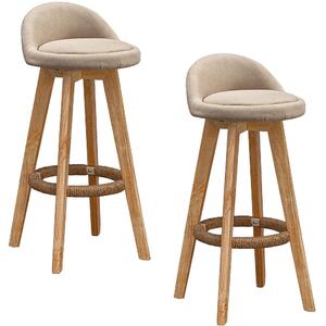 Set 2 scaune bar, Quasar & Co.®, tapitat, 37 x 37 x 80 cm, lemn/textil/burete, ivoire