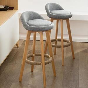 Set 2 scaune bar, Quasar & Co.®, tapitat, 37 x 37 x 80 cm, lemn/textil/burete, gri