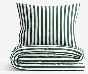 Goldea lenjerie de pat 100% bumbac - dungi verde închis 160 x 200 și 2buc 50 x 70 cm