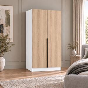 Dulap Alb Sonoma 2 usi, manere negre, 200x80x40 cm, Pal 18 mm