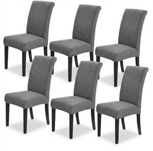 Set 6 huse elastice pentru scaune cu spătar drept, țesătură striată, se spală la mașină