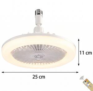 Plafonieră LED cu ventilator, dulie E27, 25 cm, telecomandă și trei nuanțe de lumină