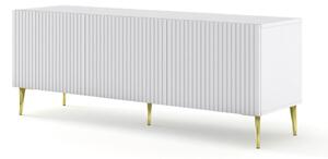 SUPORT TV RAVENNA 150 CM, ALB MAT, CU PICIOARE AURII, SUPORT TV RAVENNA B 3D
