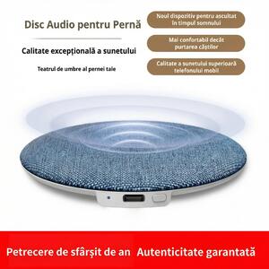 Boxă Bluetooth subțire pentru pernă, disc textil cu buton și port de încărcare pe margine