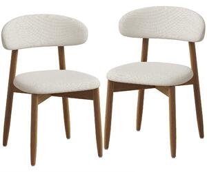 HOMCOM Set 2 scaune de dining moderne, cu spătar curbat, alb crem | Aosom Romania