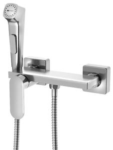 Aqualine Aqualine, Baterie bideu de perete cu duș cu opritor și raft, cromată, TJ042