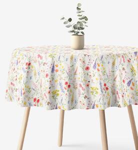 Goldea față de masă decorativă valencia - pajiște înflorită - rotundă Ø 140 cm