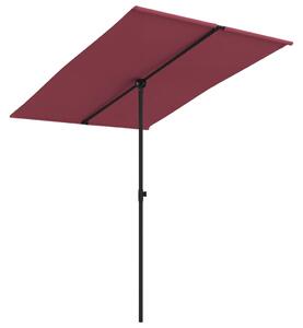 Umbrelă de soare de exterior, stâlp aluminiu, bordo, 2x1,5 cm