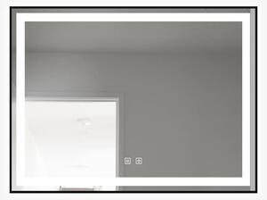 Oglindă LED Dreptunghiulară (80x60 cm), 3 Moduri Iluminare (Lumină Rece, Naturală, Caldă), Intensitate Reglabilă, Funcție Dezaburire, Ramă Aluminiu, Control Tactil (Touch)