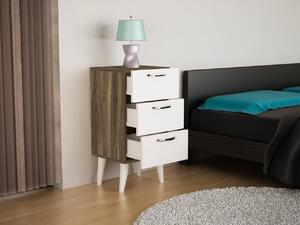 Noptiera UnicUtil cu un 3 Sertare pentru Depozitare, Alb-Maro 40 x 37 x 80 cm