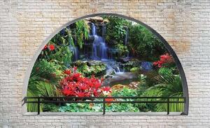 Vedere 3D zen de sub boltă spre o grădină - 2838 - Fototapet24