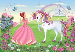 Tapet mural pentru copii, prinţesa şi unicornul - 13238 - Fototapet24