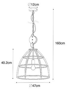 Lampă de suspendare inteligentă neagră cu lemn 47 cm inclusiv WiFi G95 - Arthur