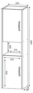 Dulap Baie Organizator Suspendat, UnicUtil, 35 x 29.5 x 140 cm, Alb, UUORG07
