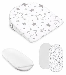Set landou bebe - Perna antireflux pentru landou, 2 cearceafuri cu elastic si protectie saltea impermeabila 75x35 cm Kidizi - Galaxy Grey