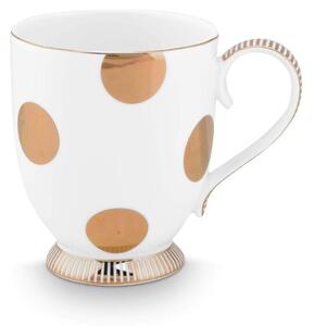 Set 2 căni din porțelan, Pip Studio, Dot Delight White-Gold, 350ml, colecția Dot Delight