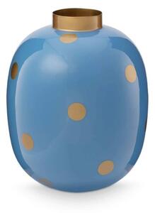 Vaza decorativă, din metal, Pip Studio, Dots Light Blue/Gold, 32 cm, colecția Dot Delight