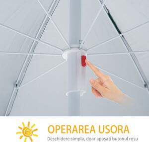Outsunny Umbrelă de Plajă și Grădină cu Perdea Parasolară, Poliester și Metal, Φ220cm, Verde Închis | Aosom Romania