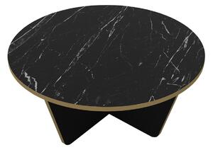 Masă de cafea, Marble Elegance, UnicUtil, 75 x 75 x 35 cm, Negru-Auriu, UUMC17