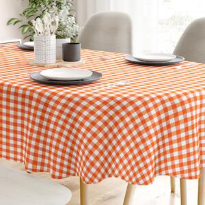 Goldea față de masă decorativă menorca - carouri în portocaliu și alb - ovală 100 x 160 cm
