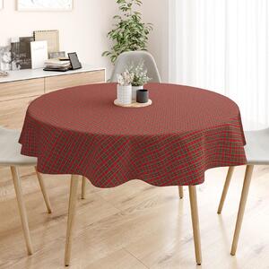 Goldea față de masă decorativă loneta - carouri mici roșii - rotundă Ø 140 cm