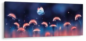 Tablou cu păpădii cu fluture albastru (120x50 cm)
