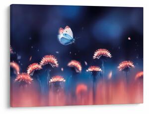 Tablou cu păpădii cu fluture albastru (70x50 cm)