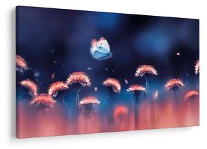Tablou cu păpădii cu fluture albastru (90x60 cm)