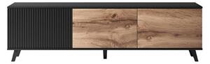 Comoda TV RANDOM, stejar wotan/negru, PAL furniruit, 180x40x52 cm