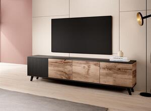 Comoda TV RANDOM, stejar wotan/negru, PAL furniruit, 200x40x52 cm